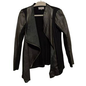 Michael Stars Moto‎ Jacket Real Leather Draped Front Black Size Small